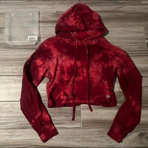 Bombshell sportswear tie dye red cropped pullover hoodie XL